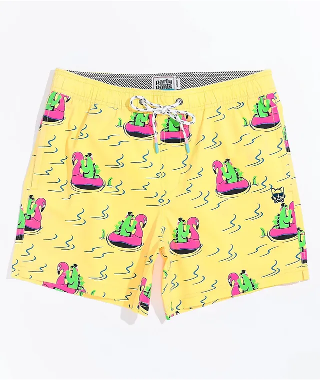 Party Pants River Dino Yellow Board Shorts