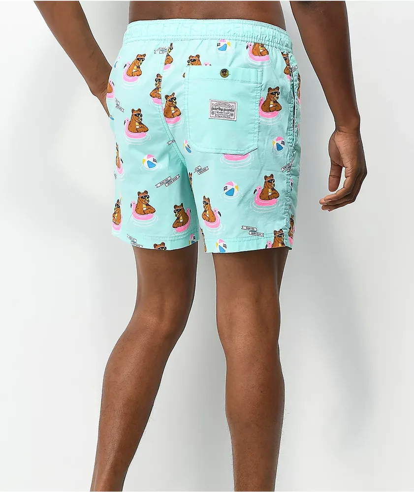 Party Pants Wish U We're Beer Turquoise Board Shorts