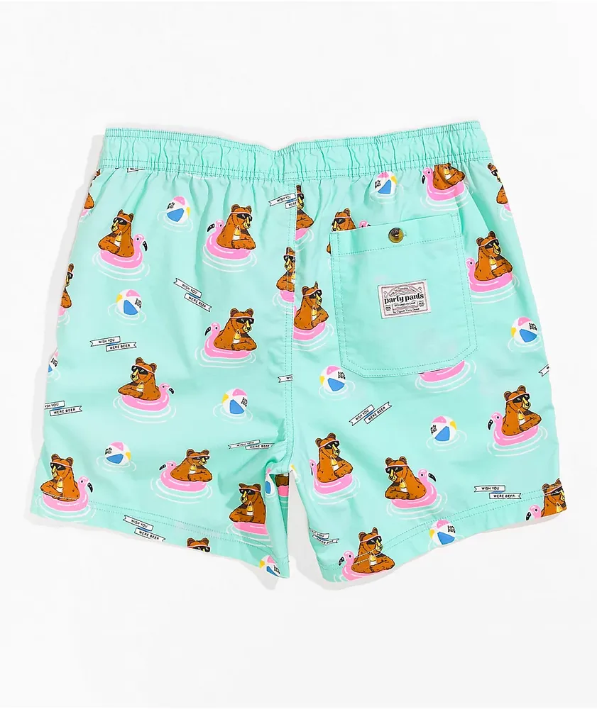 Party Pants Wish U We're Beer Turquoise Board Shorts