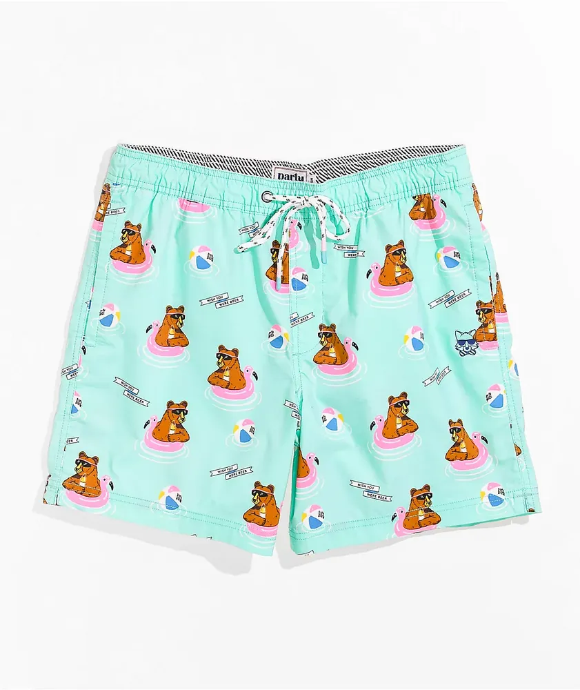 Party Pants Wish U We're Beer Turquoise Board Shorts