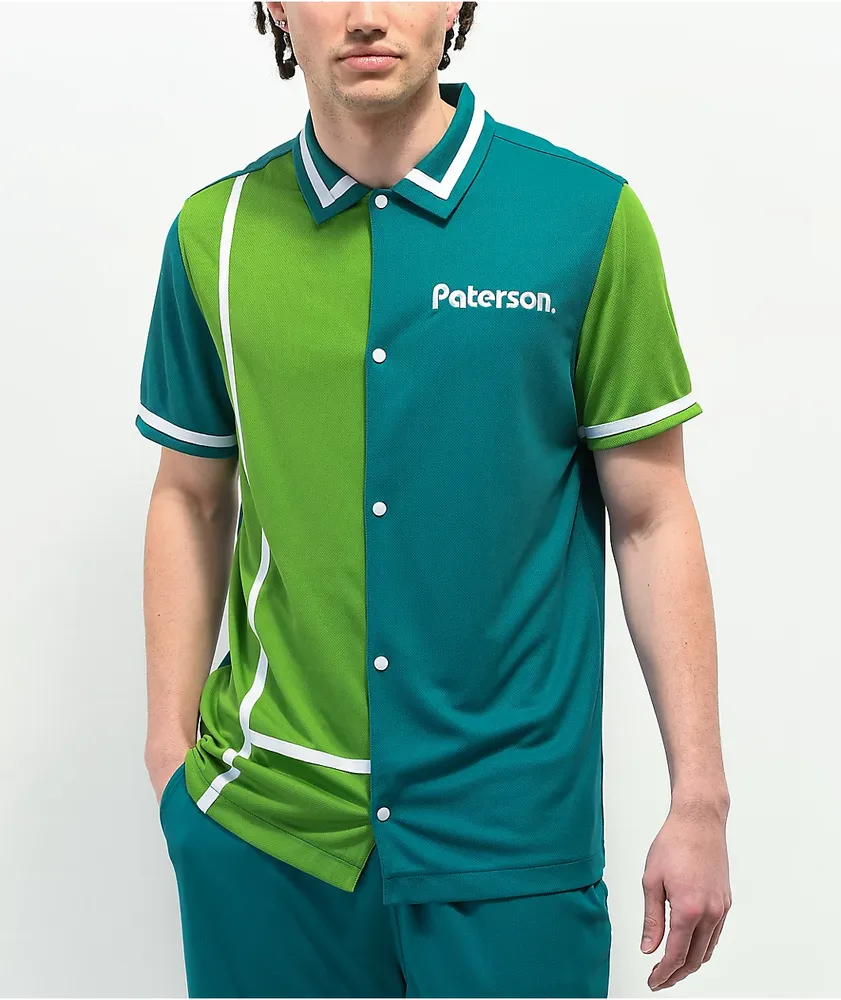 Paterson Courtside Teal & Green Short Sleeve Button Up Shirt