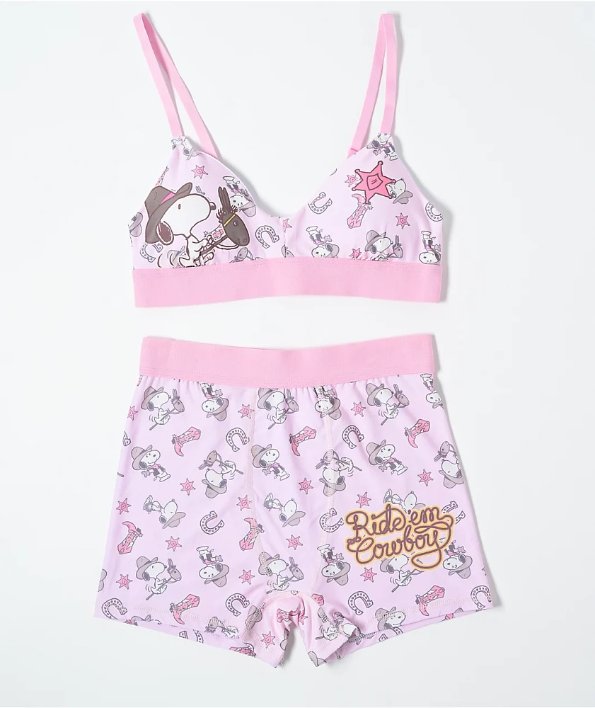 Peanuts Cowboy Snoopy Pink Underwear Set