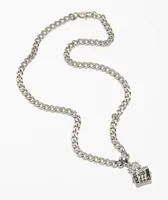 Personal Fears Dumpster Fire 22" Silver Cuban Chain Necklace