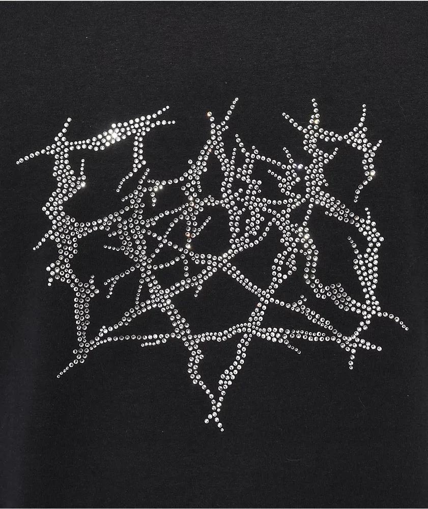 Personal Fears Rhinestone Metal Black T-Shirt