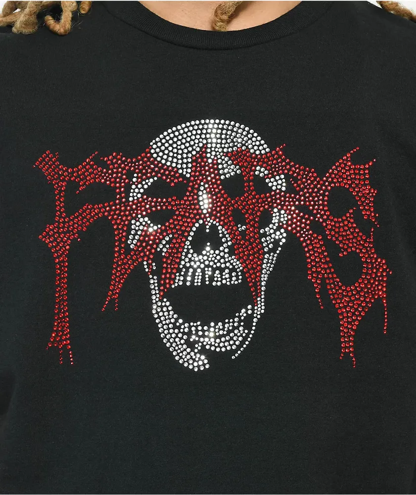 Personal Fears Rhinestone Skull Black T-Shirt