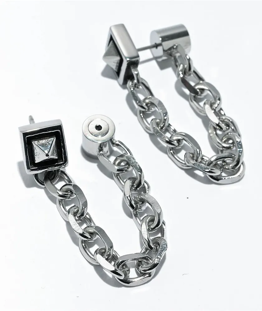 Personal Fears Studd Chain Silver Earrings