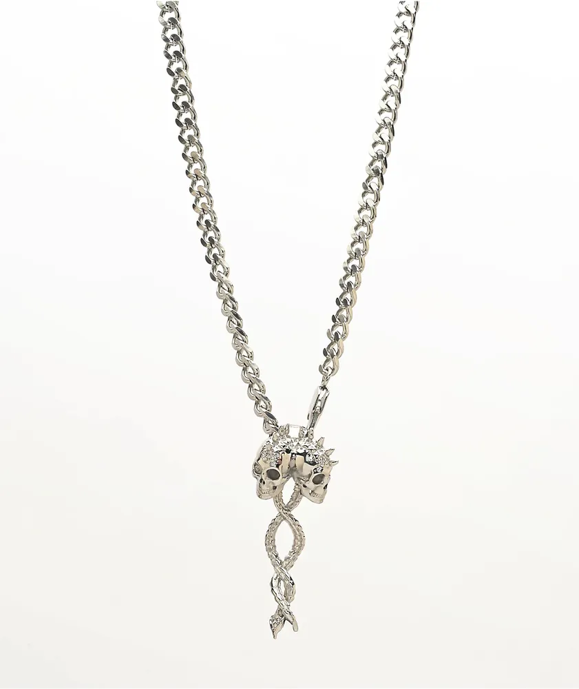 Personal Fears Twin Skulls 6mm Cuban Link Necklace