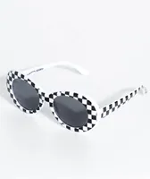 Petals & Peacocks Nevermind White Checkered Sunglasses