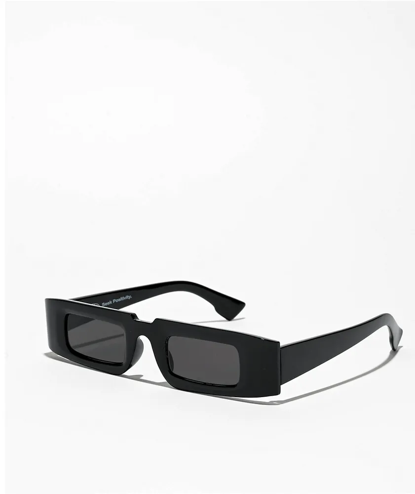 Petals & Peacocks Solar Black Rectangle Sunglasses