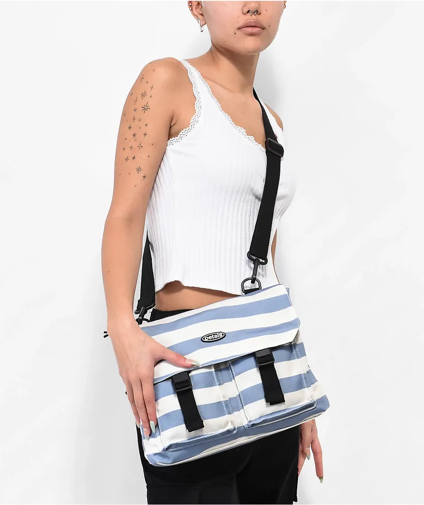 Petals & Peacocks Stripes Slate Crossbody Bag