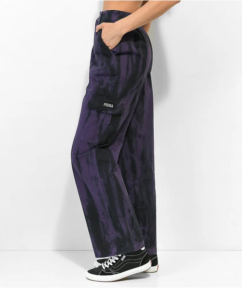 Petals By Petals and Peacocks Swirl Purple Tie Dye Cargo Pants