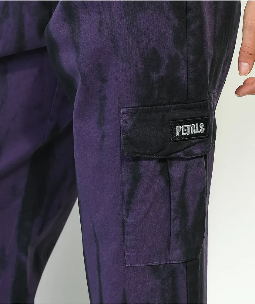 Petals By Petals and Peacocks Swirl Purple Tie Dye Cargo Pants
