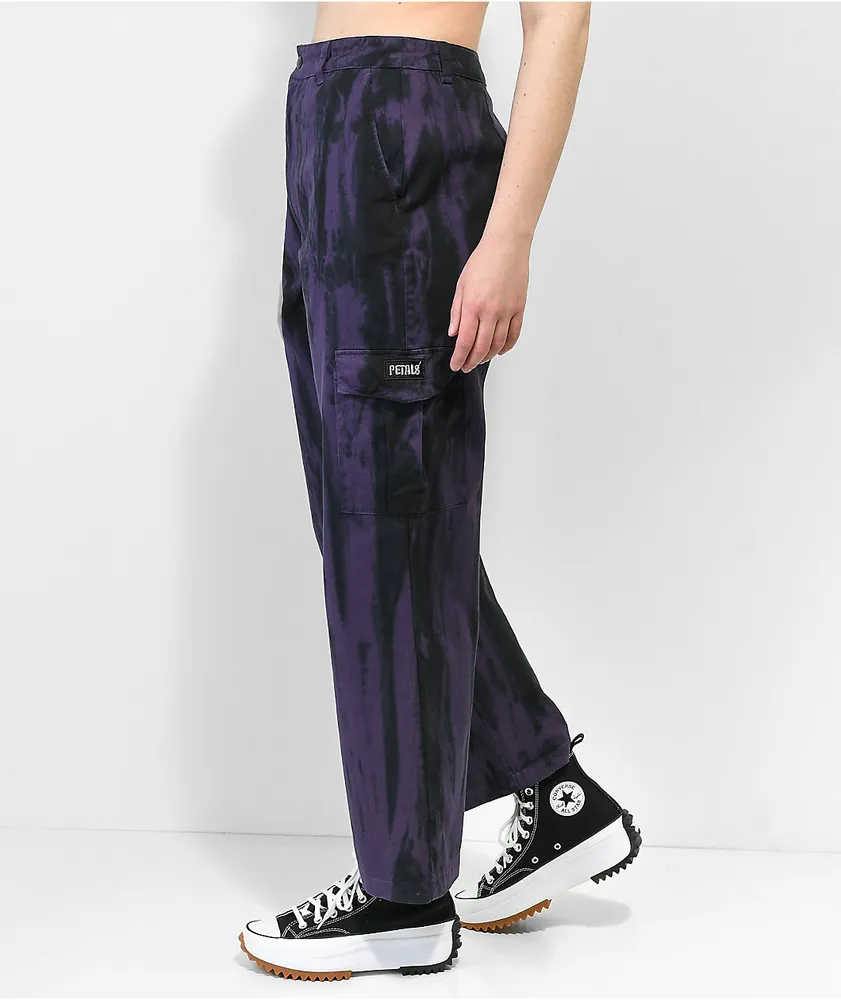 Petals By Petals and Peacocks Swirl Purple Tie Dye Cargo Pants