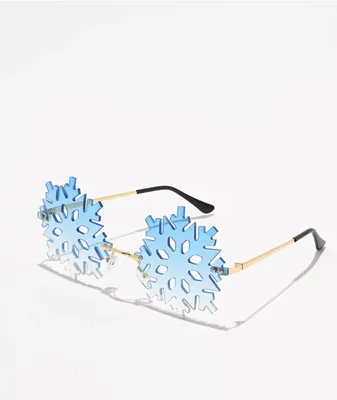 Petals and Peacocks Arctic Blue Snowflake Sunglasses