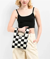 Petals and Peacocks Black Checker Tote Bag