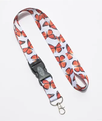 Petals and Peacocks Butterfly Effect White Lanyard