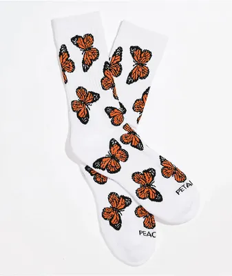 Petals and Peacocks Butterfly Effect White Socks