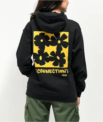 Petals and Peacocks Connections Black Hoodie