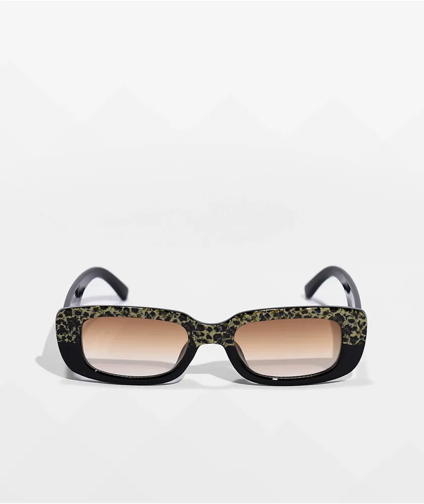 Petals and Peacocks Cosmopolitan Leopard Black Sunglasses