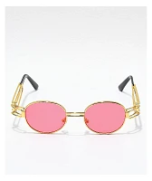 Petals and Peacocks Domina Red & Gold Sunglasses