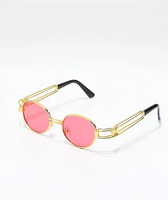 Petals and Peacocks Domina Red & Gold Sunglasses