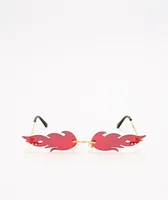 Petals and Peacocks Flames Red & Gold Sunglasses