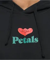 Petals and Peacocks Go Around Black Crop Hoodie