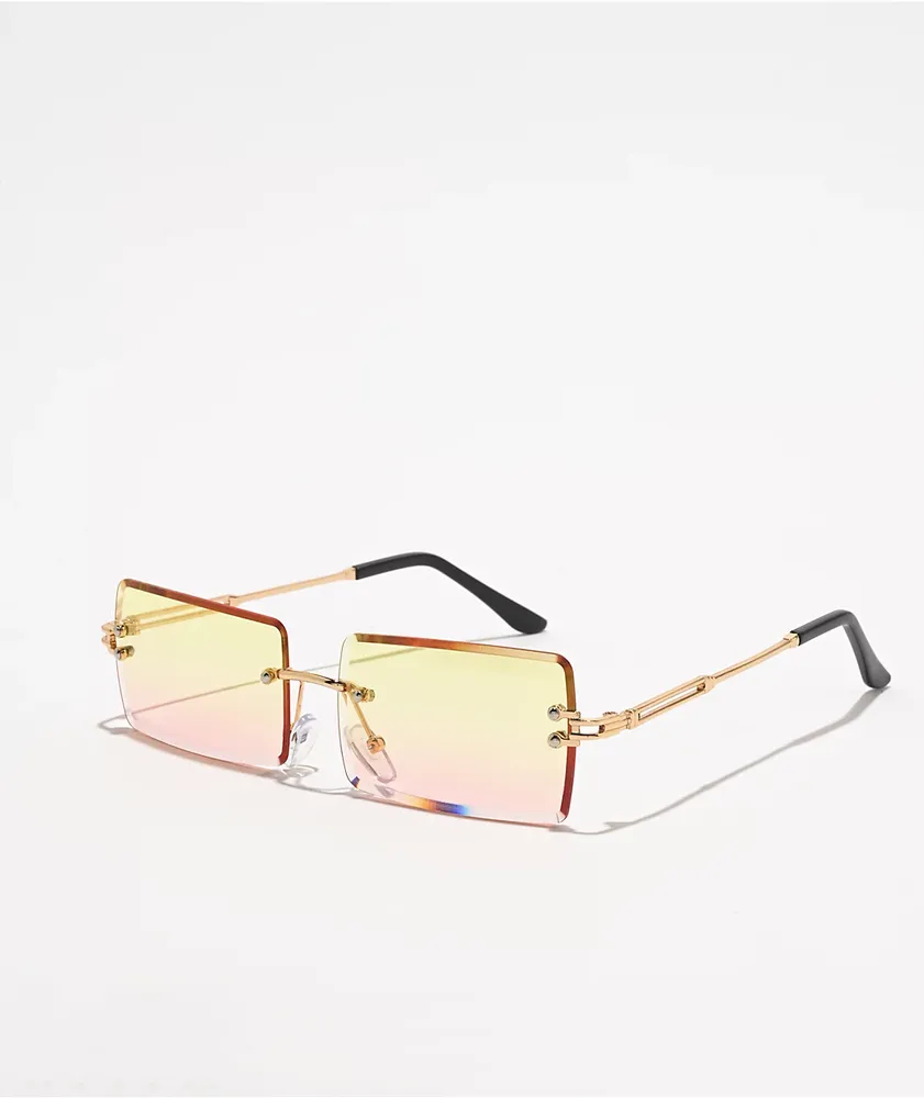 Petals and Peacocks Gold Ombre Square Sunglasses