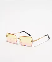 Petals and Peacocks Gold Ombre Square Sunglasses