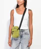 Petals and Peacocks Jumbo Lime Corduroy Crossbody Bag