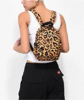 Petals and Peacocks Leopard Tan Mini Backpack