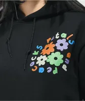 Petals and Peacocks Mixed Bouquet Black Hoodie