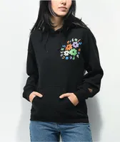 Petals and Peacocks Mixed Bouquet Black Hoodie