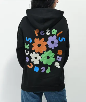 Petals and Peacocks Mixed Bouquet Black Hoodie