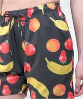 Petals and Peacocks Mixed Fruit Black Board Shorts