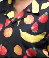 Petals and Peacocks Mixed Fruit Short Sleeve Button Up Shirt