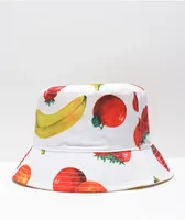 Petals and Peacocks Mixed Fruits White Bucket Hat