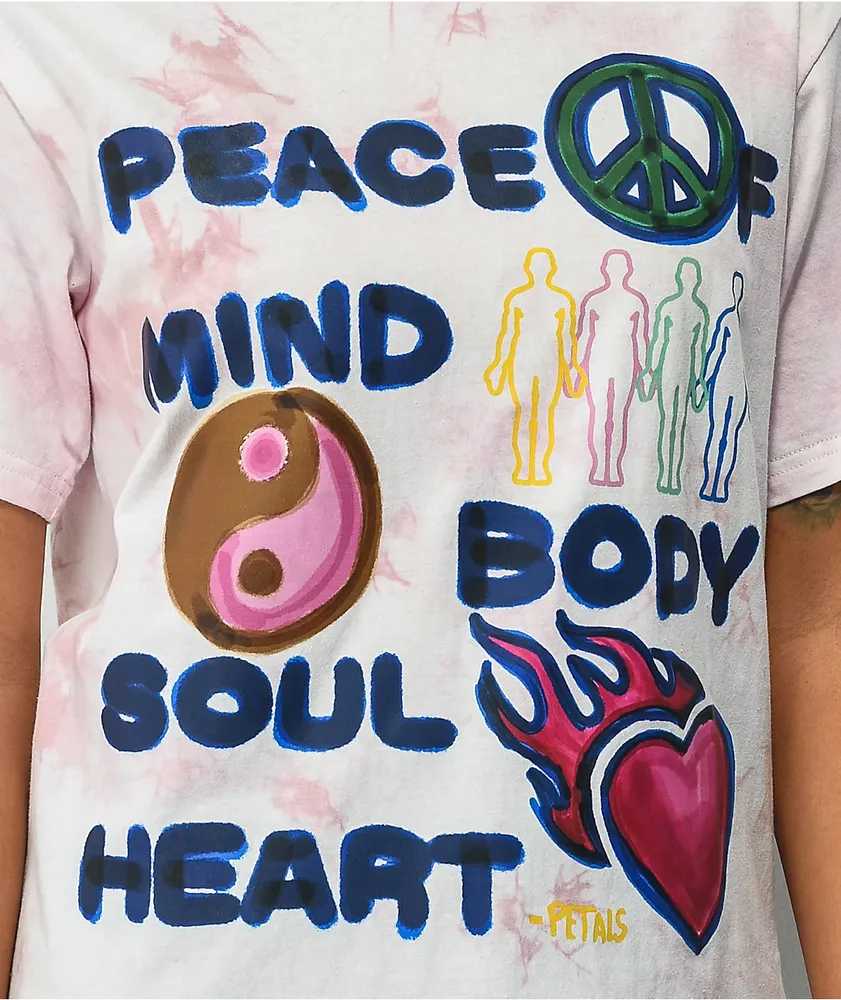 Petals and Peacocks Peace Of Mind Pink Tie Dye T-Shirt