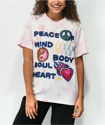 Petals and Peacocks Peace Of Mind Pink Tie Dye T-Shirt