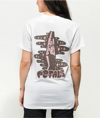 Petals and Peacocks Positive Lava White T-Shirt