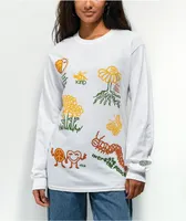 Petals and Peacocks Positive Nature White Long Sleeve T-Shirt