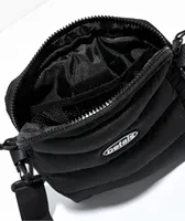 Petals and Peacocks Puffer Black Crossbody Bag