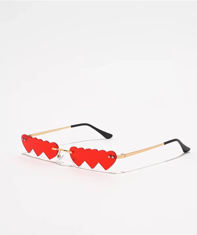 Petals and Peacocks Pusos Red Hearts Sunglasses