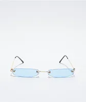 Petals and Peacocks Solesta Slim Frameless Blue Sunglasses