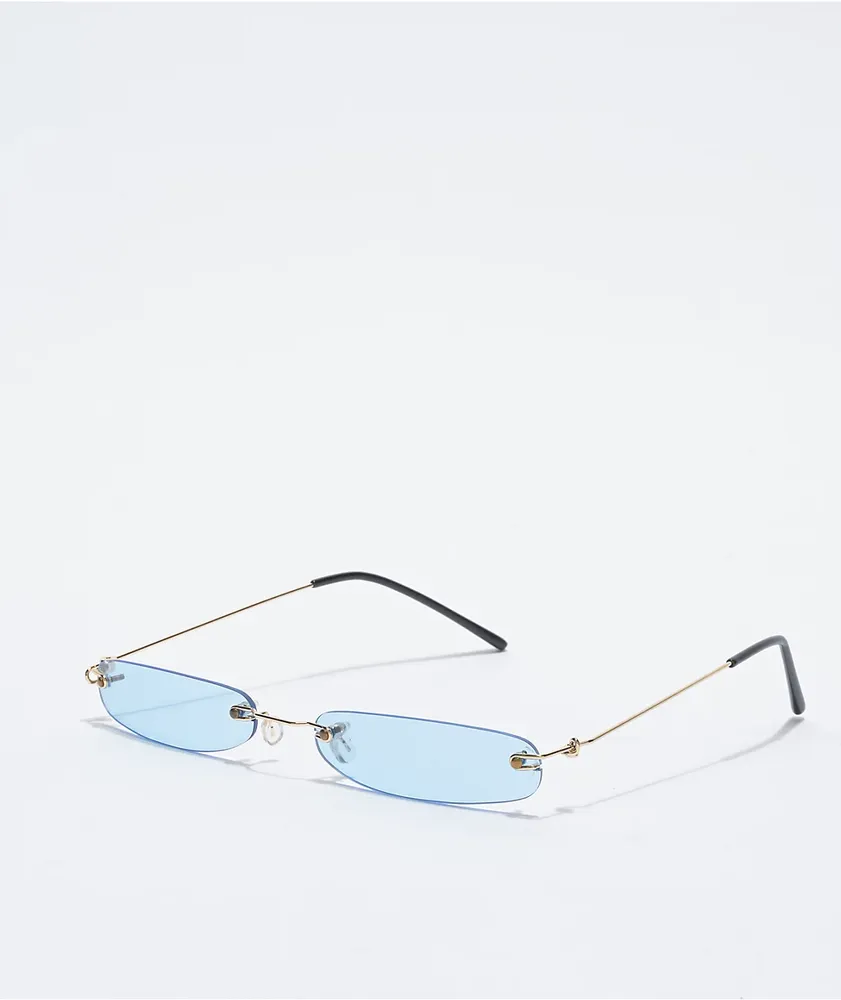 Petals and Peacocks Solesta Slim Frameless Blue Sunglasses