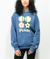 Petals and Peacocks Square Panel Blue Hoodie