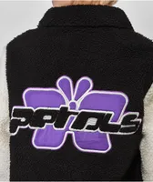 Petals by Petals & Peacocks Black & White Sherpa Varsity Jacket