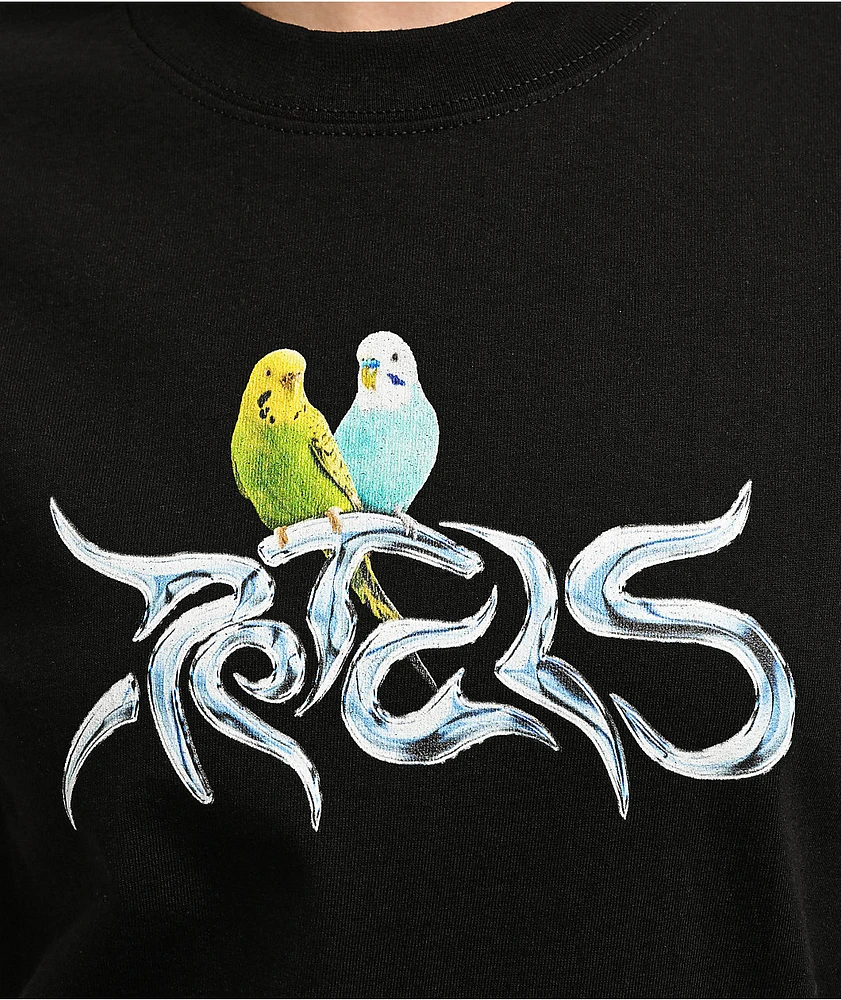 Petals by Petals & Peacocks Budgies Chrome Black T-Shirt