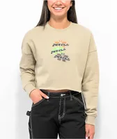 Petals by Petals & Peacocks Technobutterfly Olive Crop Crewneck Sweatshirt