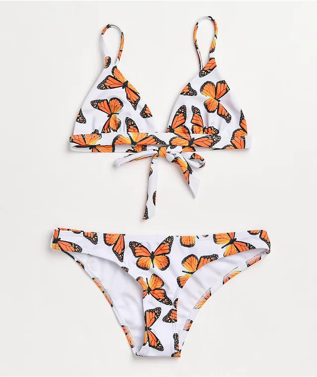 Petals and Peacocks Butterfly Effect White One Piece Swimsuit